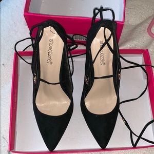 Black strappy pumps